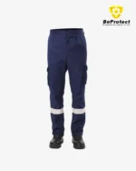 pantalon de travail avec bande réflichissante- polycoton - bleu marine