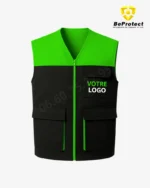 Gilet FORTIS Personnalisable avec votre logo - Gilet de Travail noir et vert