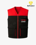 Gilet FORTIS Personnalisable avec votre logo - Gilet de Travail noir et rouge