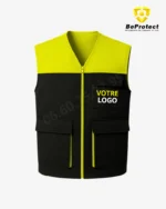 Gilet FORTIS Personnalisable avec votre logo - Gilet de Travail noir et jaune